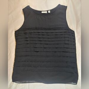 New York & Company Womens Black Sleeveless Ruffle Front Blouse Size Large
